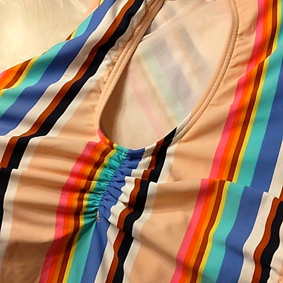 New with tags HOBIE sexy Pink Stripe Low back Surfer Girl Swimsuit Junior Teen - Picture 9 of 16